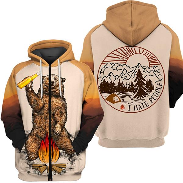 Custom 3d Bear Bonfire Hoodie
